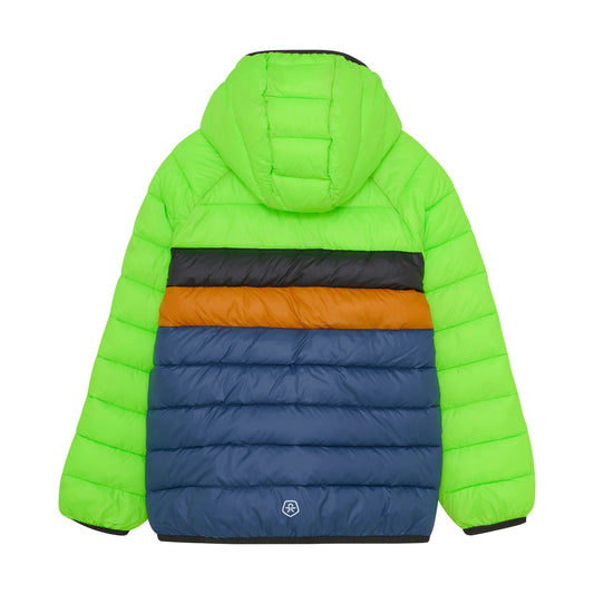 Color Kids Jacket w/Hood Quilted Puffer Green Gecko