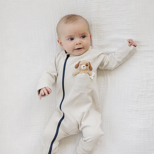 Our Little Treasures - Zip Romper in Pebble