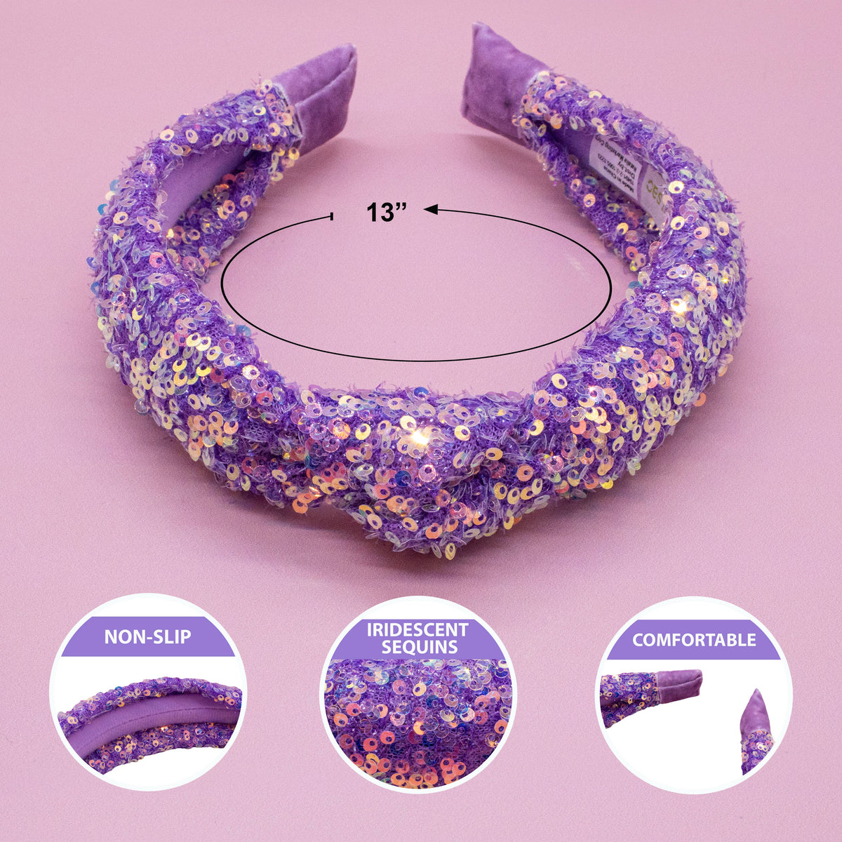 Frog Sac Kids Knot Headband, Sequin Knotted Hair Band Accessories