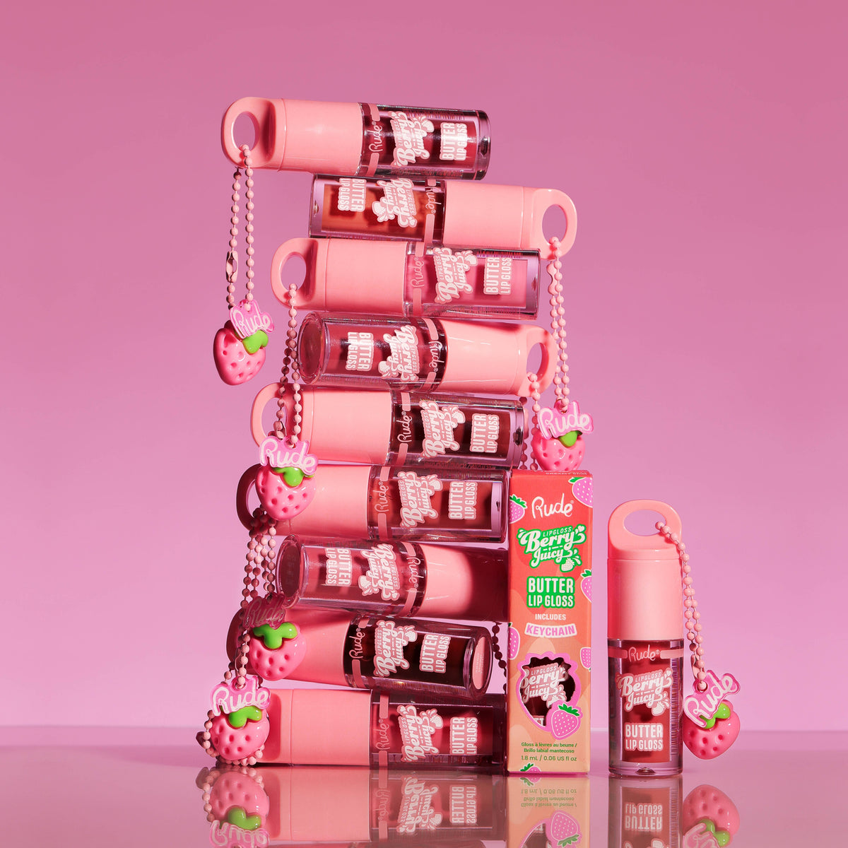Rude Cosmetics - Berry Juicy Butter Lip Gloss Keychain