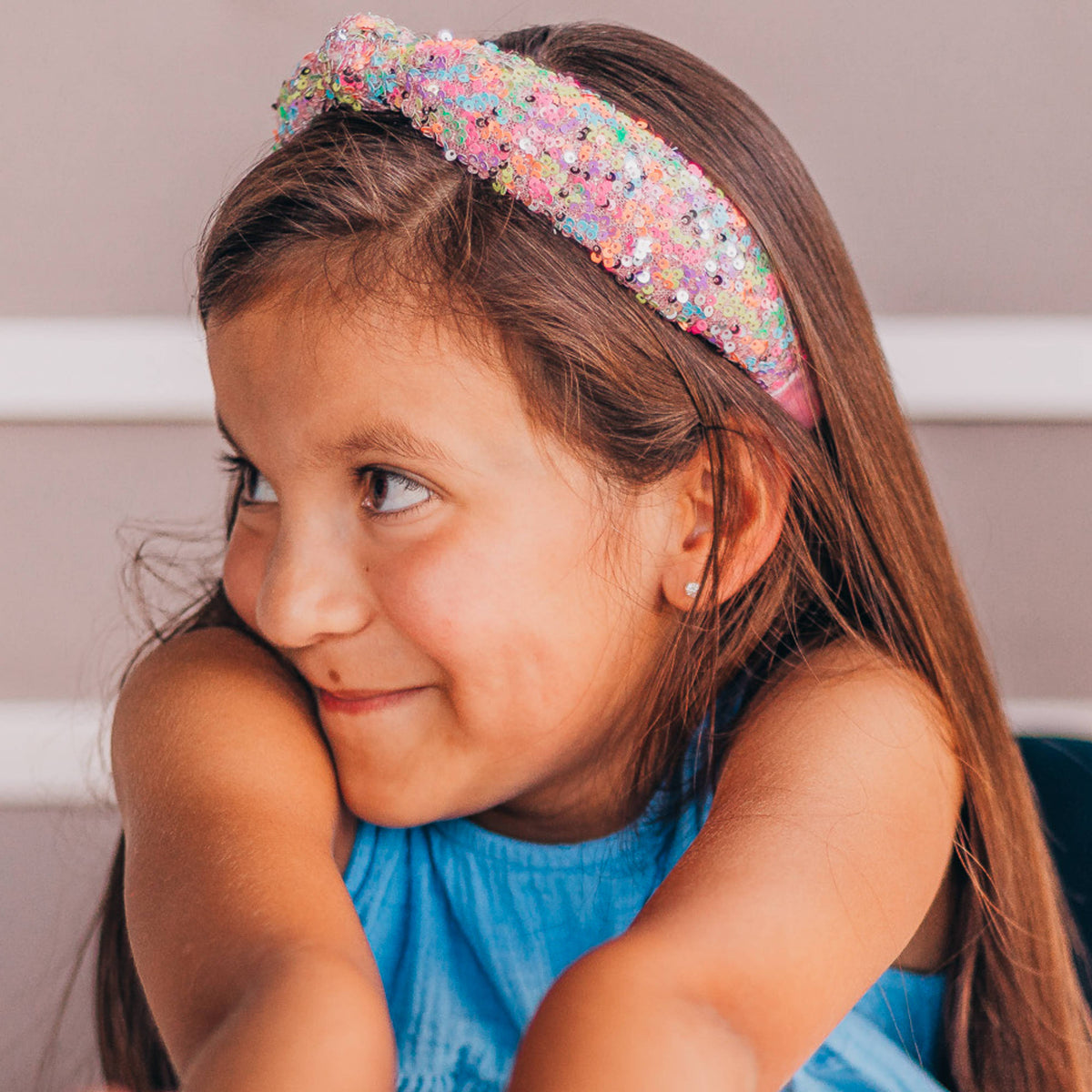 Frog Sac Kids Knot Headband, Sequin Knotted Hair Band Accessories