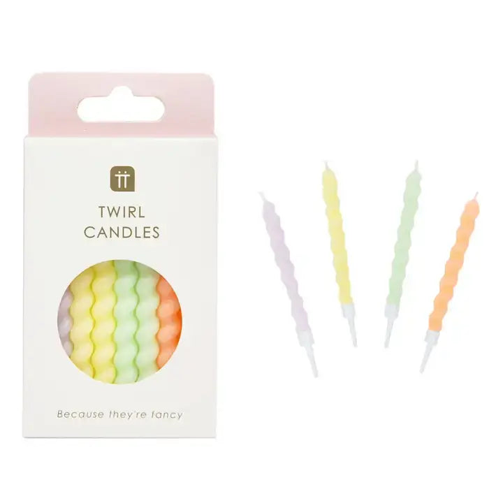 Talking Tables USA - Twisted Pastel Birthday Candles | 8 Pack | Birthday Party |