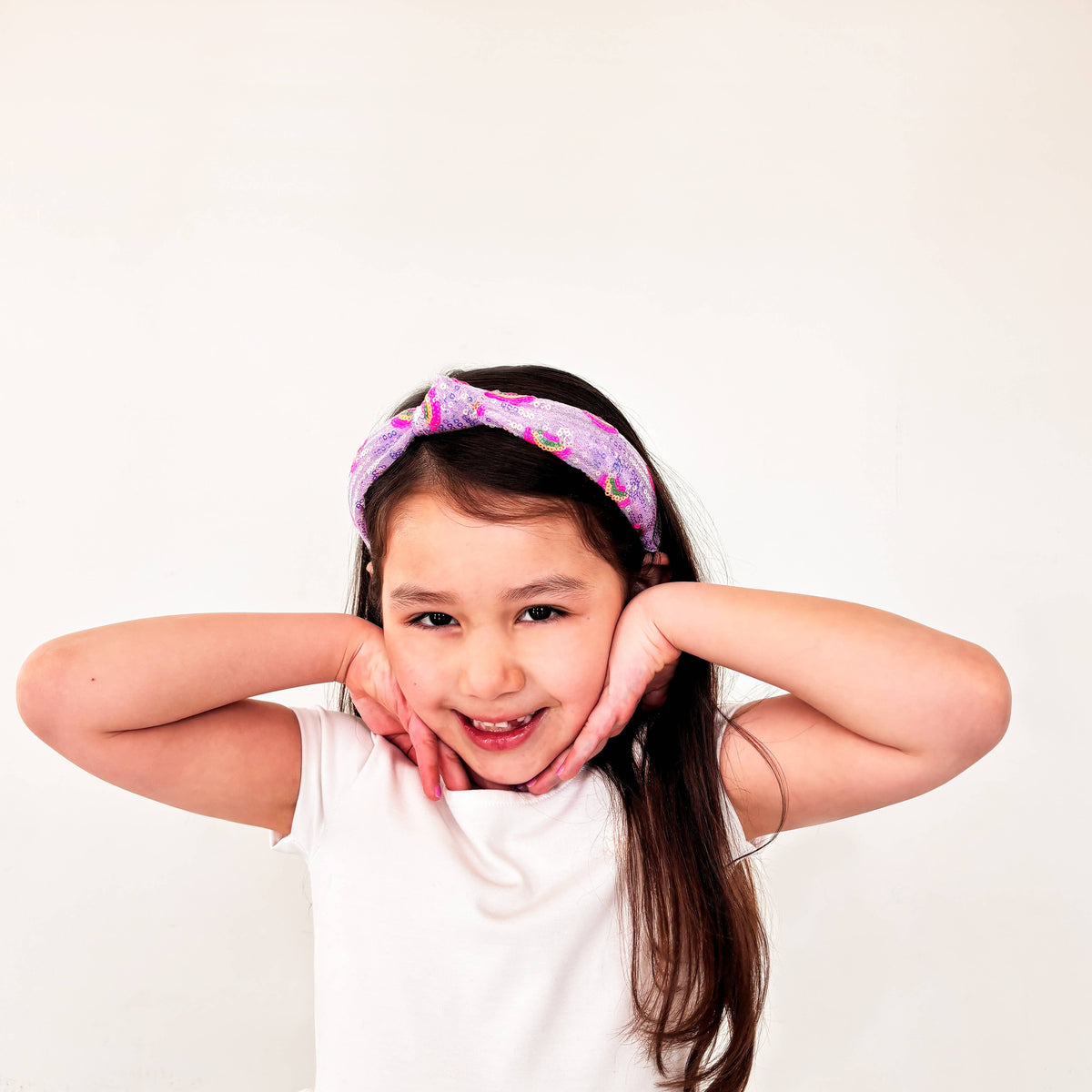 Frog Sac Kids Sequin Knot Headband, Rainbow