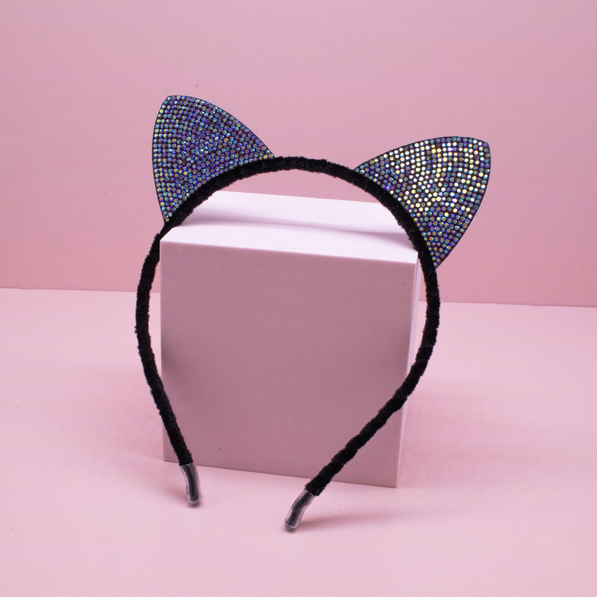 Frog Sac Cat Ears Headband, Kids Dual Sided Rhinestone Hairband