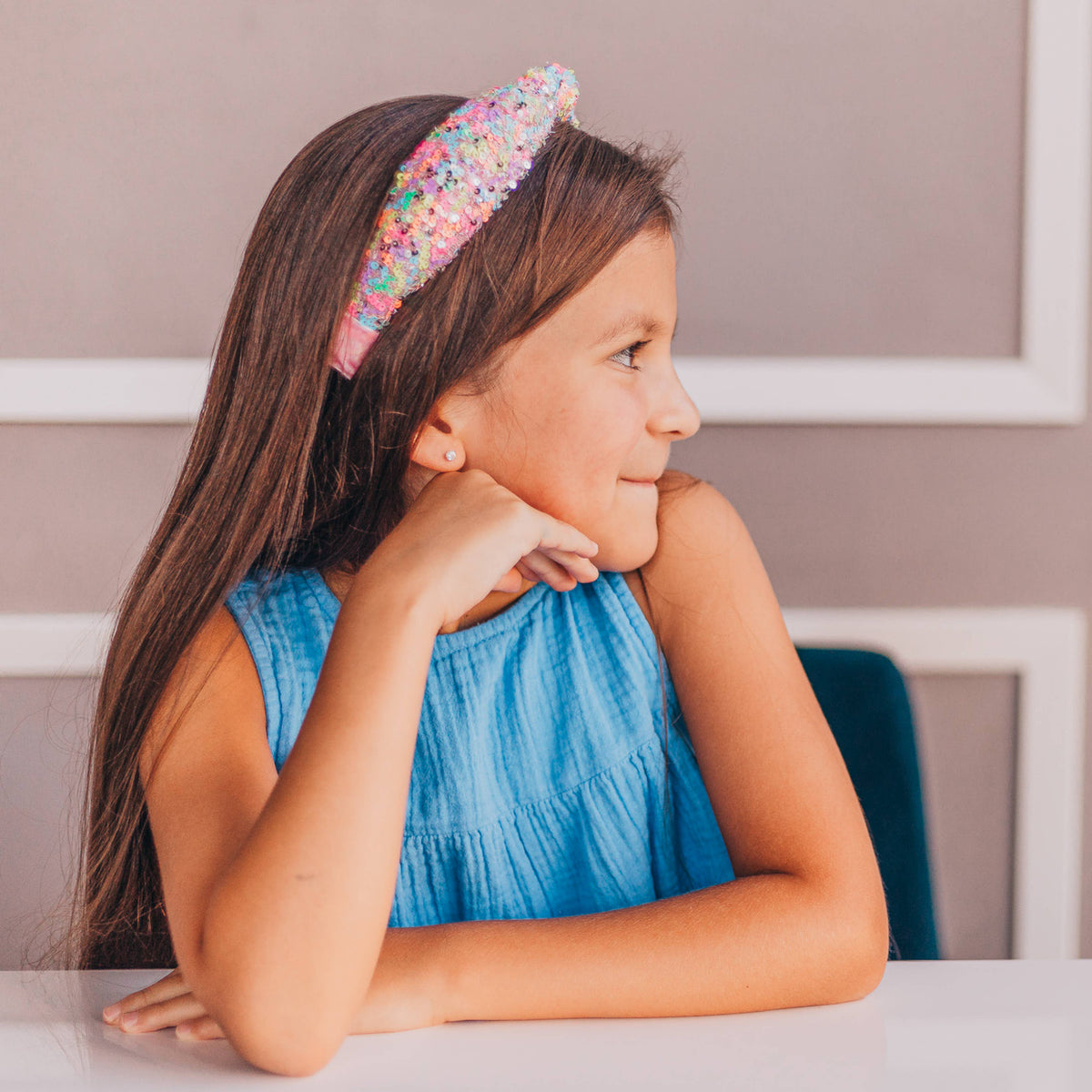 Frog Sac Kids Knot Headband, Sequin Knotted Hair Band Accessories