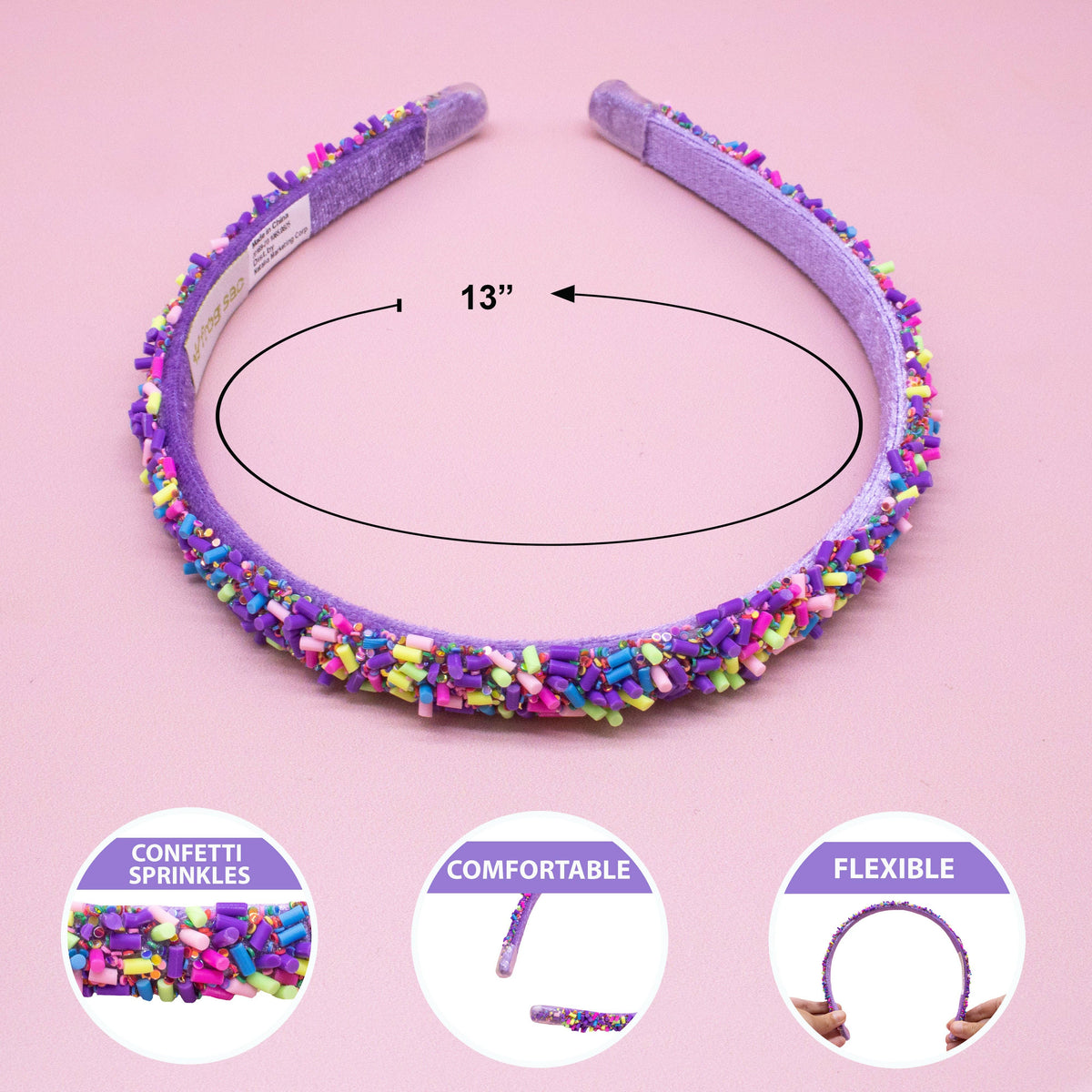 Frog Sac Thin Sprinkle Headband, Non-Slip Hair Accessories for Kids