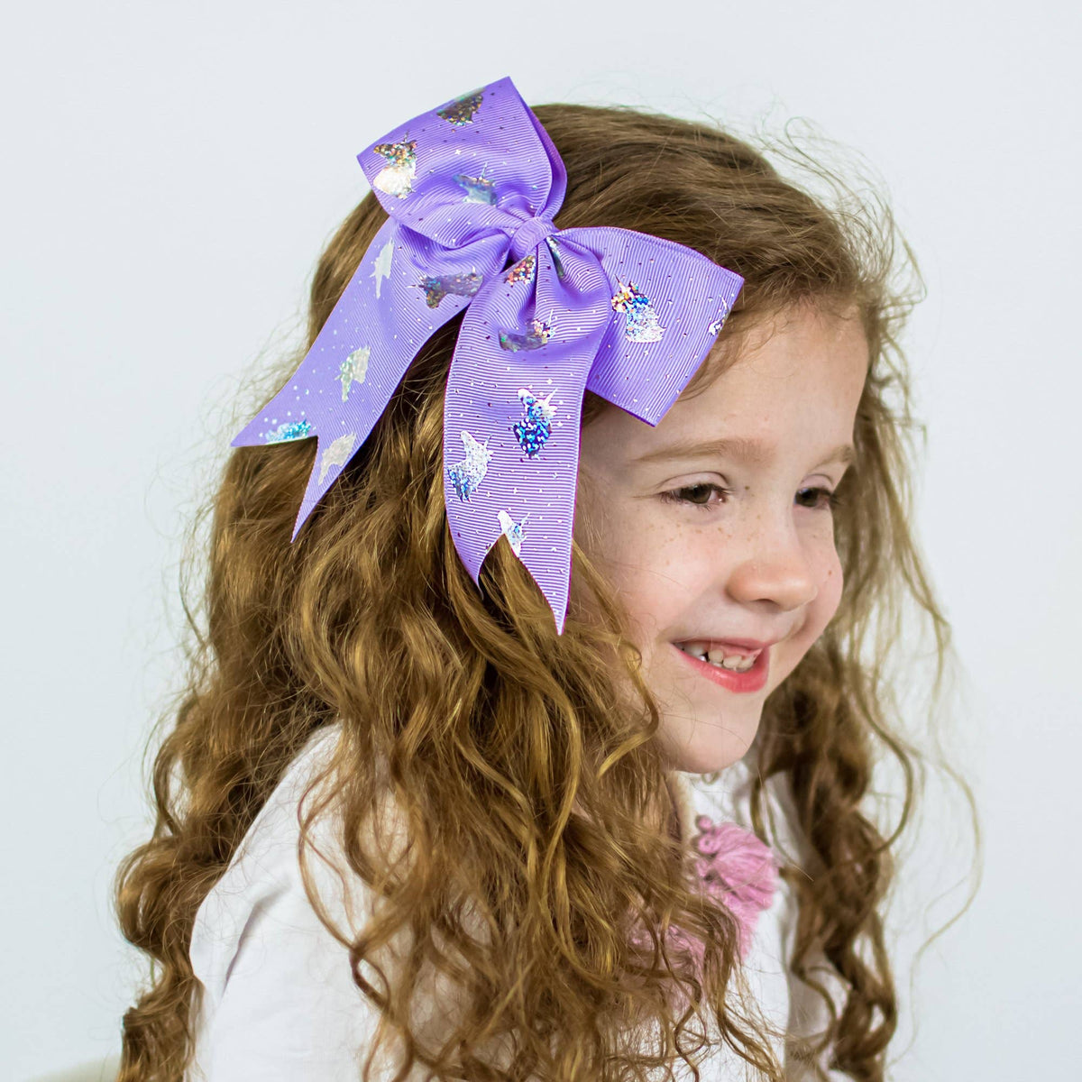 Frog Sac Large Unicorn Glitter Hair Bows, 4-Pack