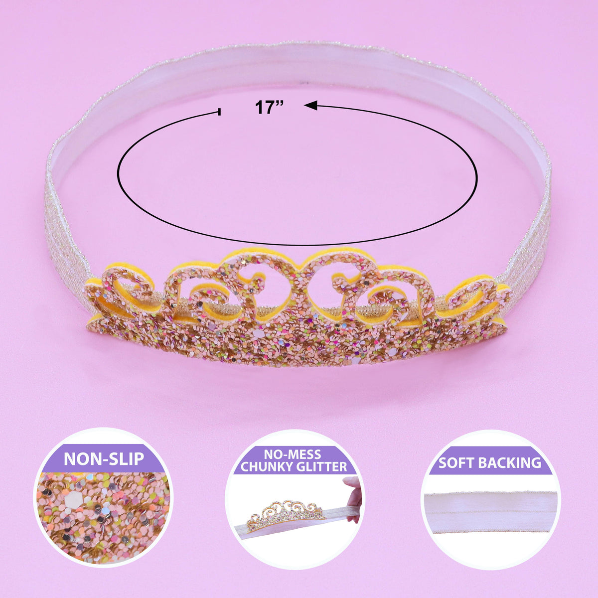 Frog Sac - Stretch Glitter Princess Tiara Headband