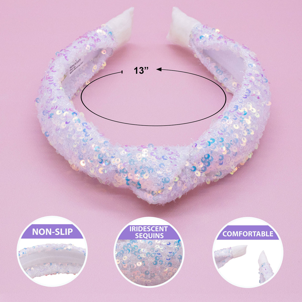 Frog Sac Kids Knot Headband, Sequin Knotted Hair Band Accessories