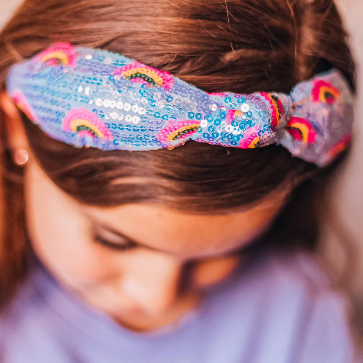 Frog Sac Kids Sequin Knot Headband, Rainbow