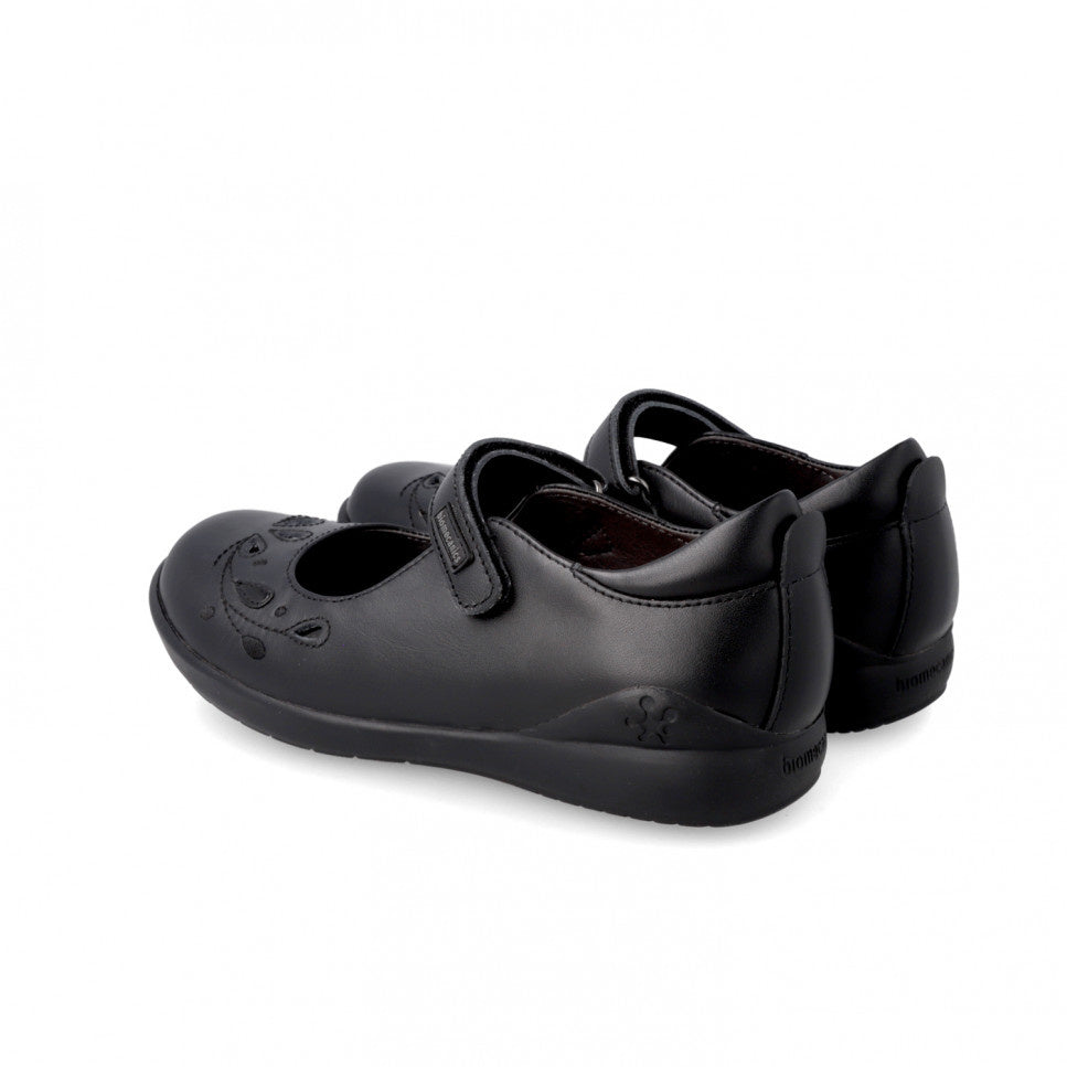 Biomecanics Girls Mary Jane School Shoes with Petal Detail Black 221280