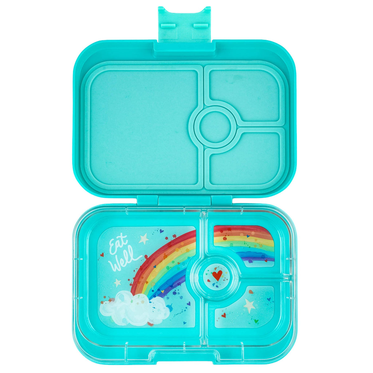 light blue lunch box opened 1