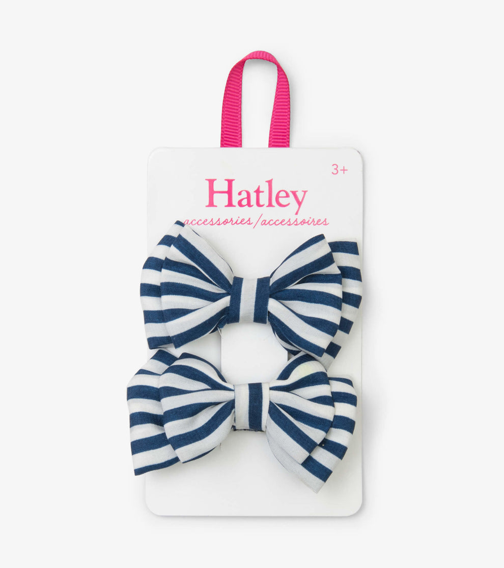 Hatley Navy Stripe Bows Hair Clips
