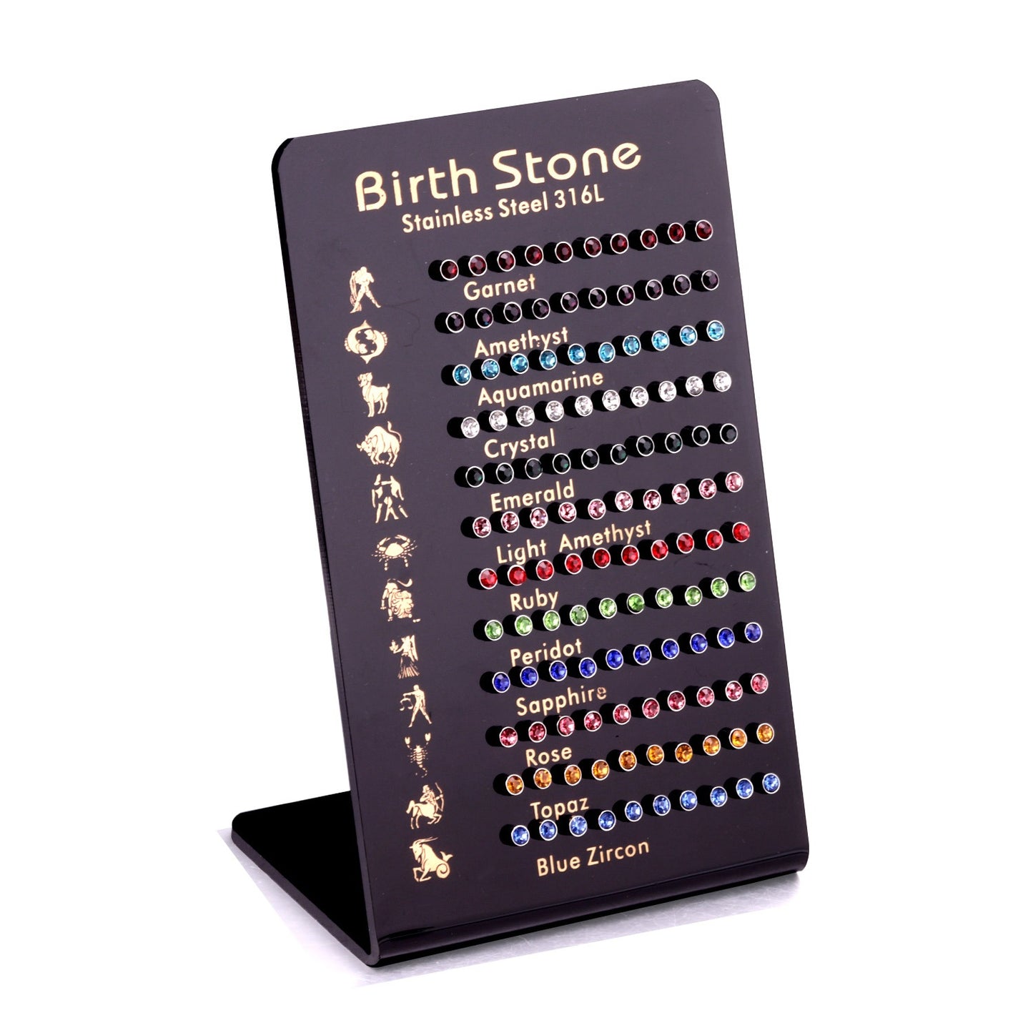 Oh! Cherise Stainless Steel Zircon Birth Stone Stud Earrings