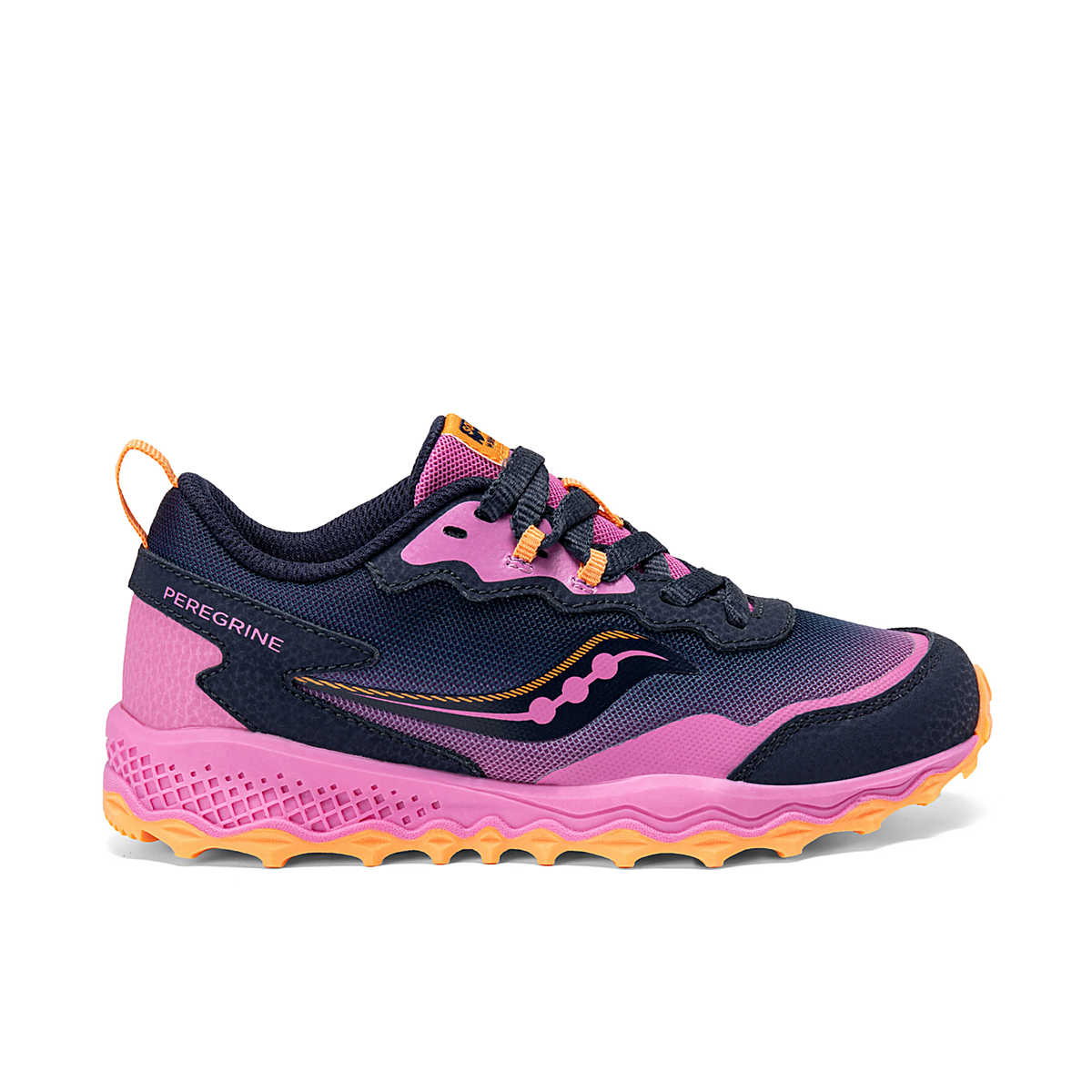 Saucony Big Kids Peregrine KDZ Shield Sneaker in Navy/Pink