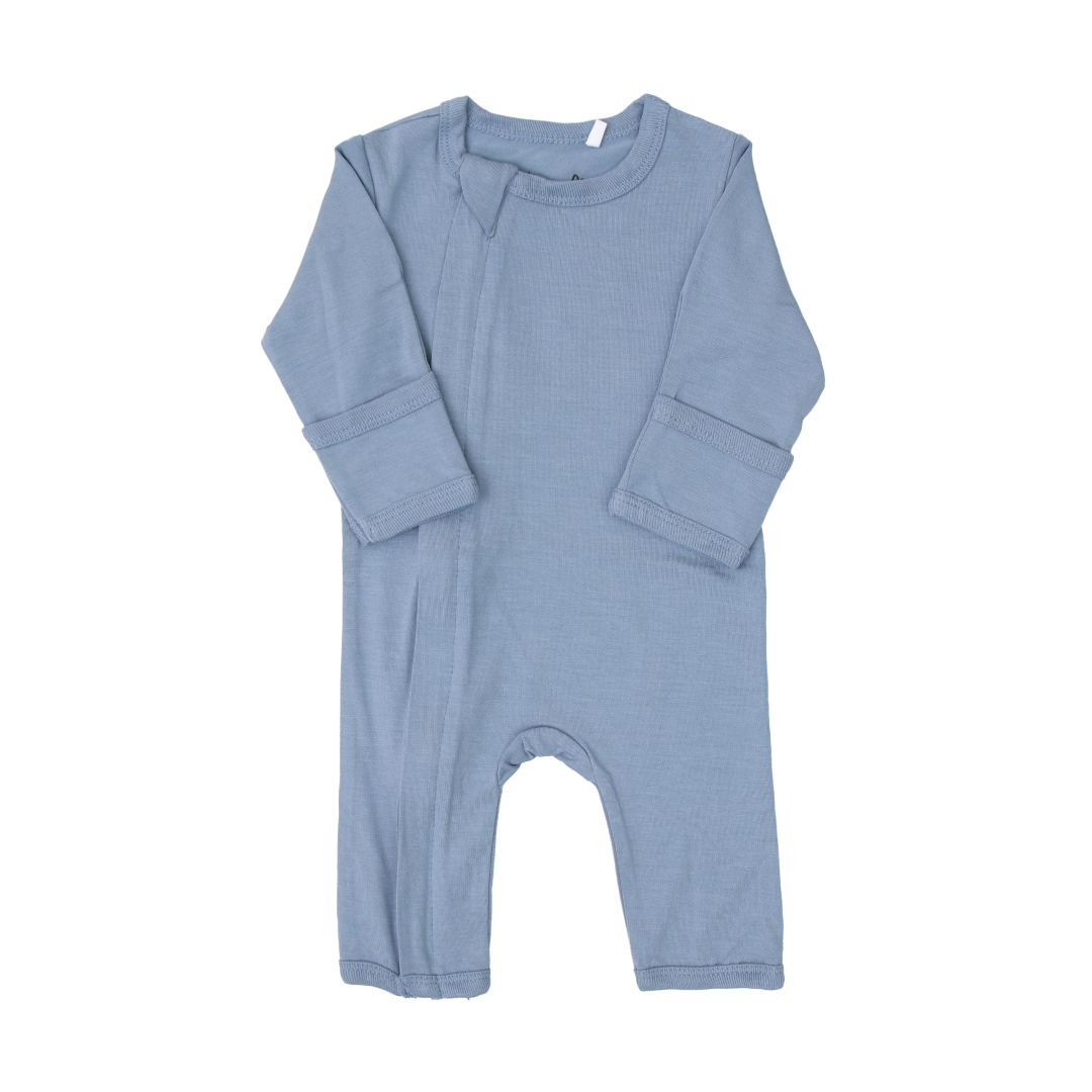 Coccoli Cotton Modal Zipper Union Suit Steel Blue