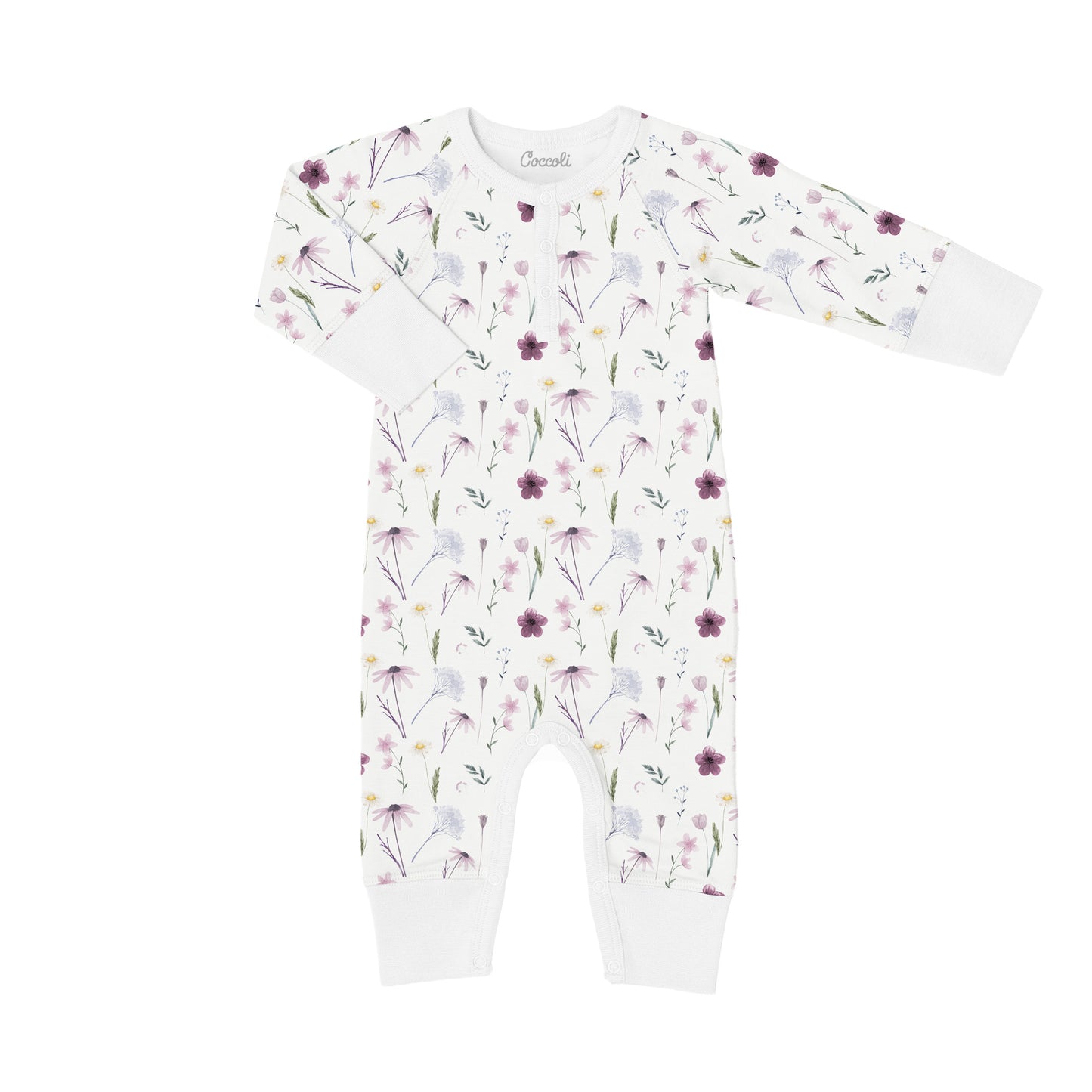 Coccoli Modal Unionsuit - Floral On Cream - 3M