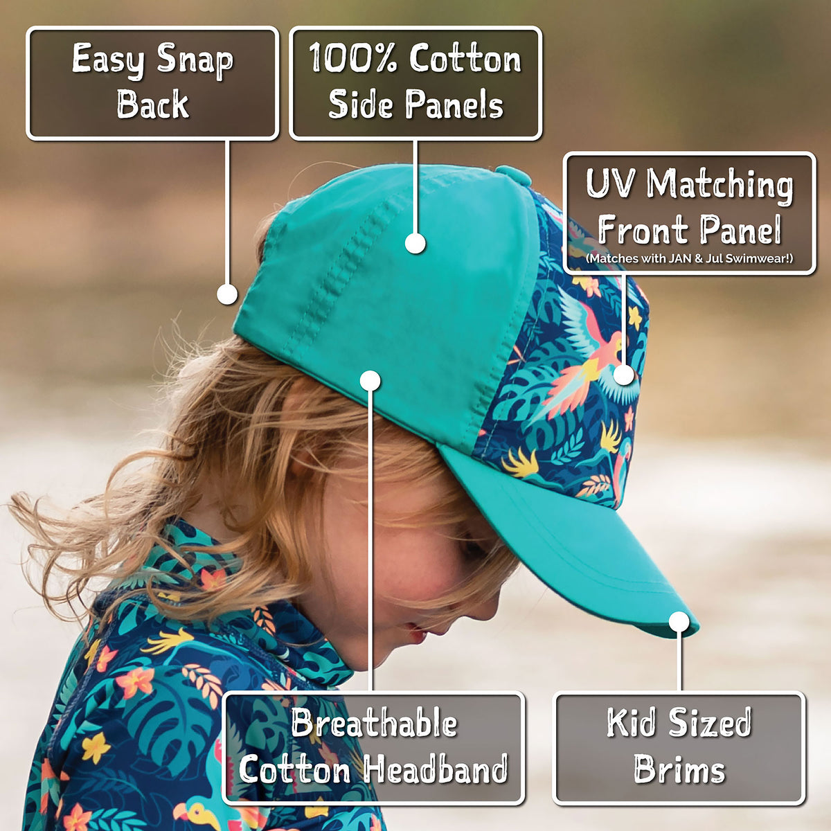 Jan & Jul - Kids UV Baseball Caps
