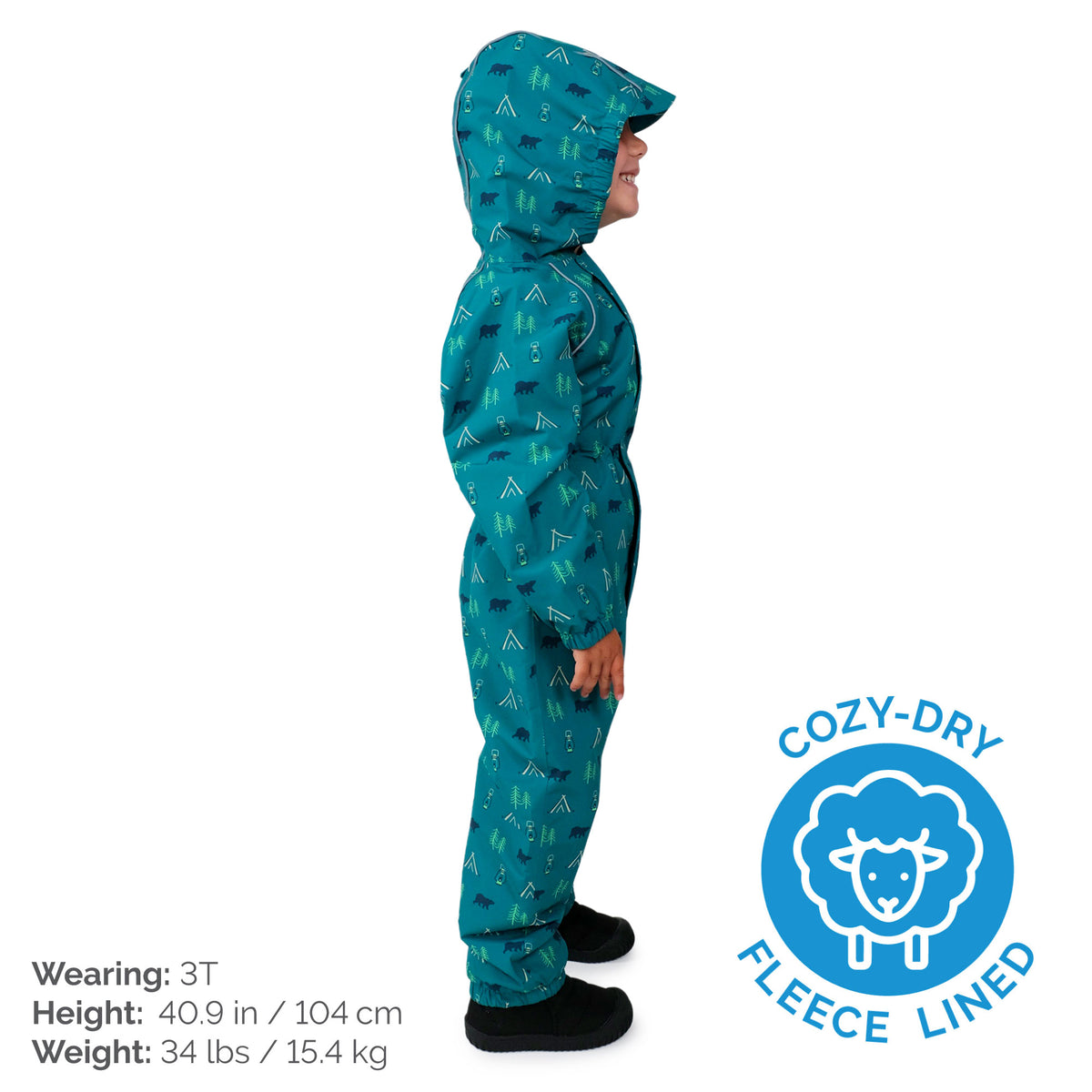 Jan & Jul - Kids Puddle-Dry Fleece Lined Waterproof Rainsuit — waterproof, rain gear, children's outerwear — closeup view