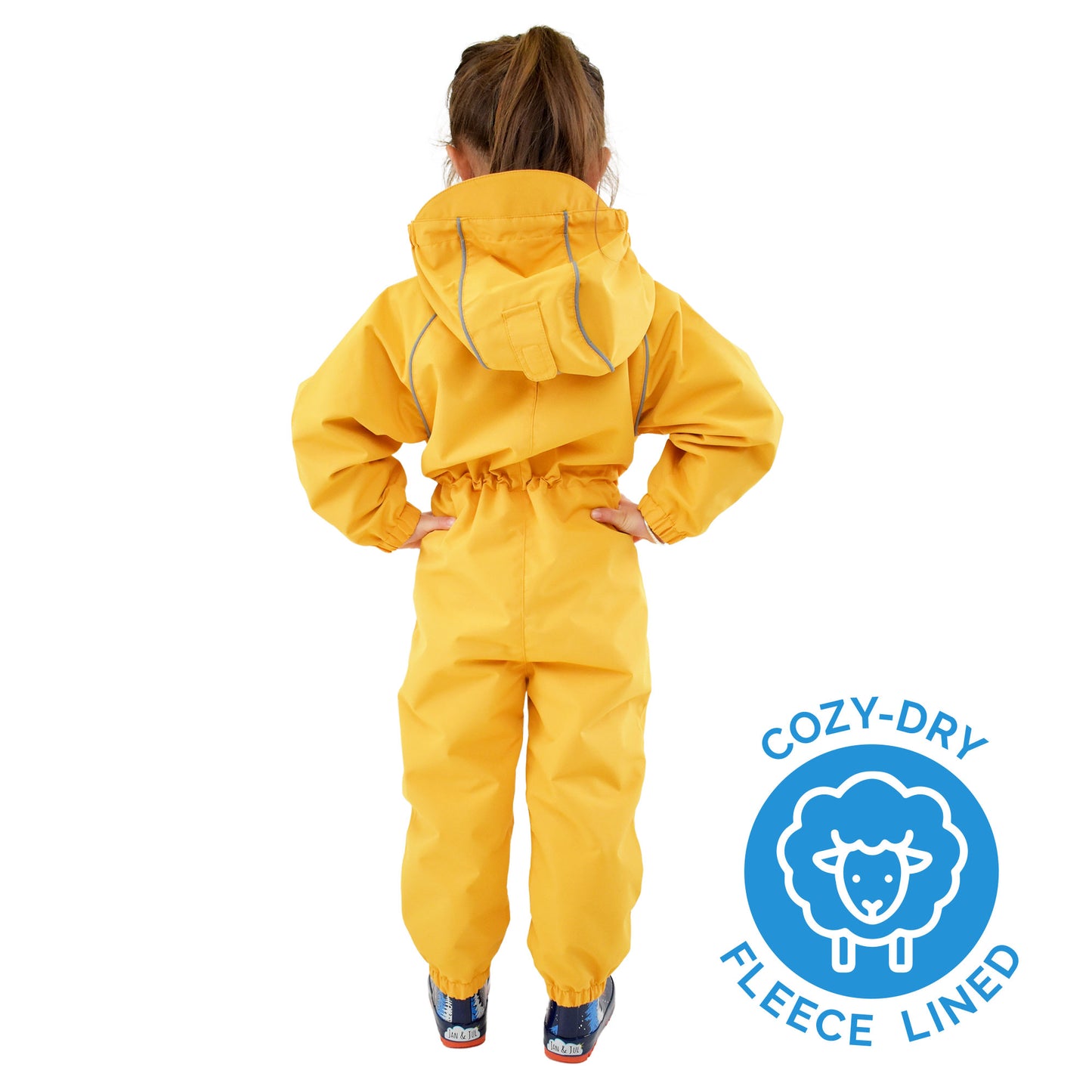 Jan & Jul - Kids Puddle-Dry Fleece Lined Waterproof Rainsuit — waterproof, rain gear, children's outerwear — detail view