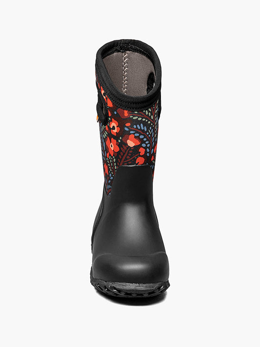 Bogs Kids K York Super Flower Insulated Rainboots - Black Multi