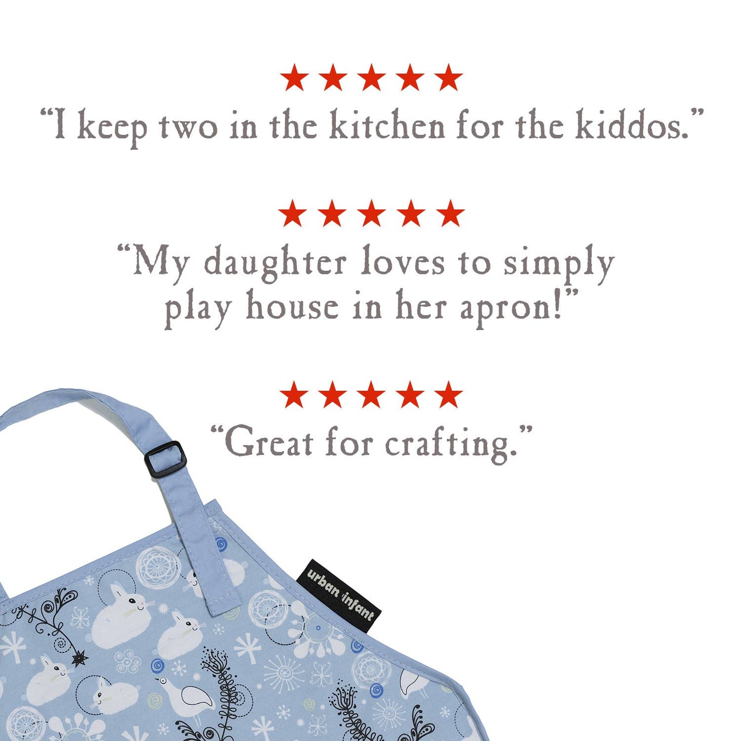Urban Infant - Little Helper Kids Apron, Washable Cotton/Poly - Bunnies: MEDIUM