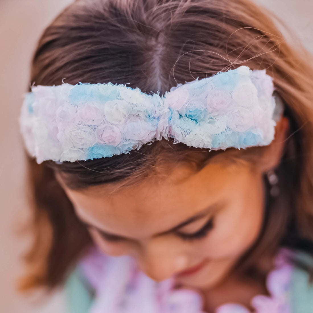 Frog Sac - Big Bow Headband - Double Layer Rainbow Mini Rosette