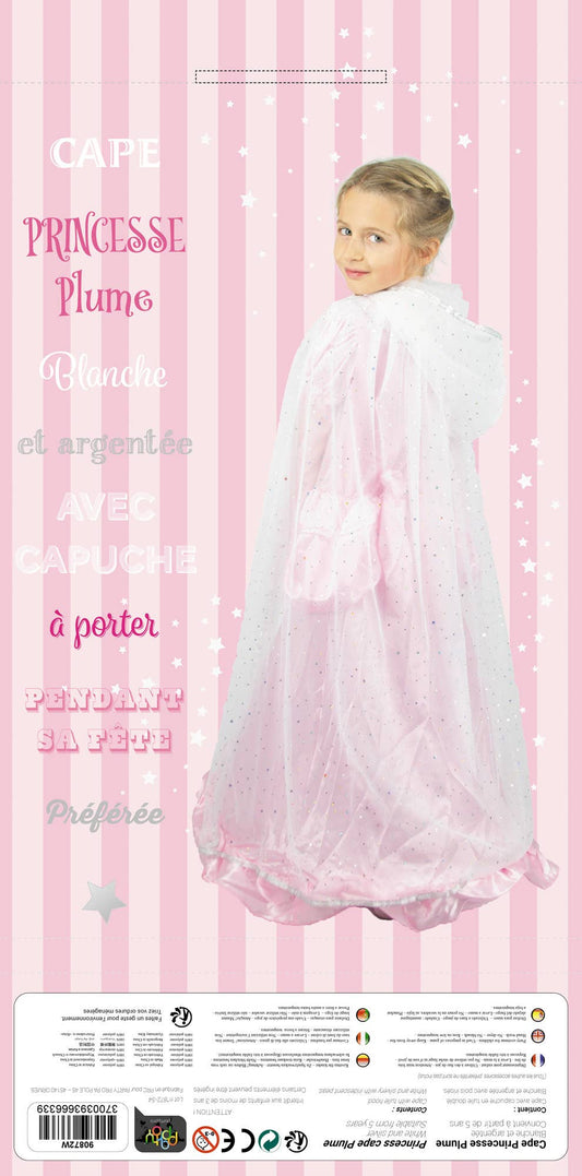 Party Pro - PRINCESS WHITE FEATHER AND SILVER CAPE FOR CHILDREN