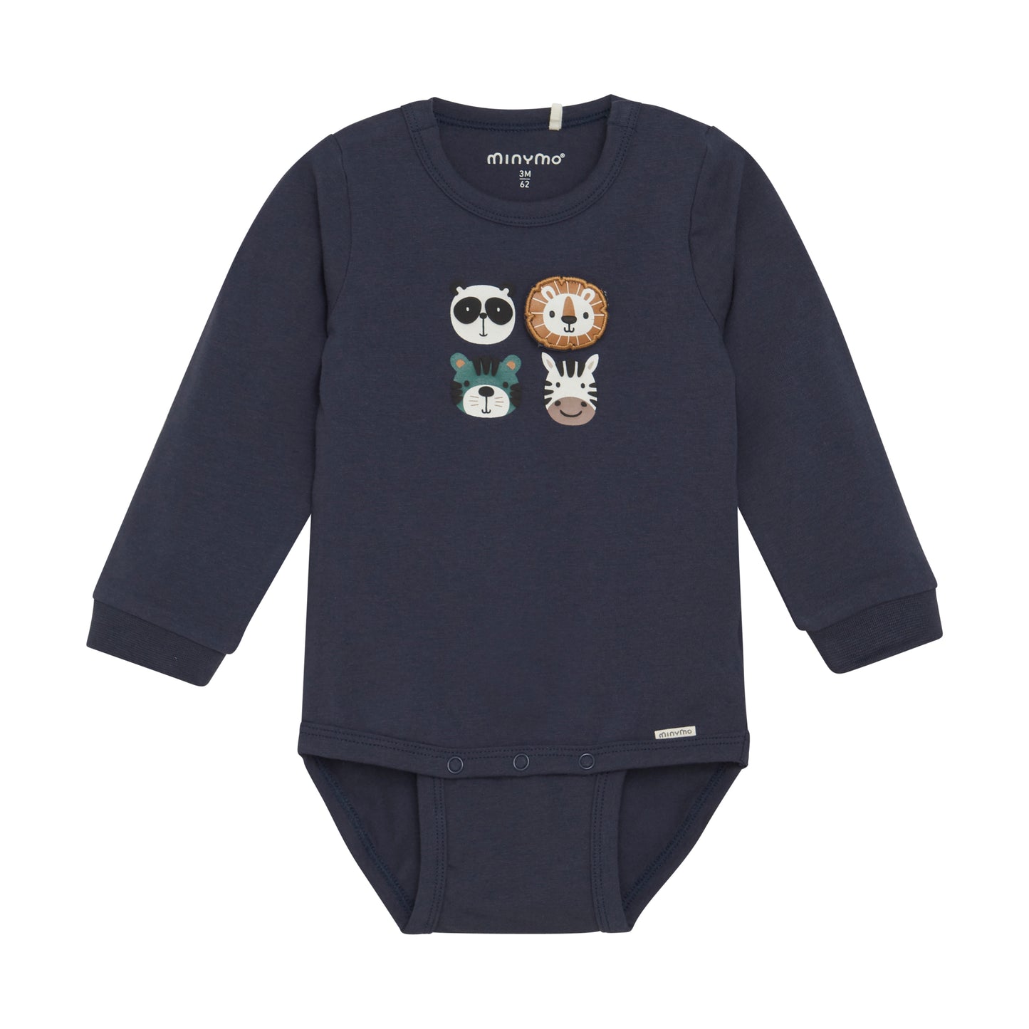 Minymo  - Long Sleeve Safari Animals Bodysuit - 3 Months