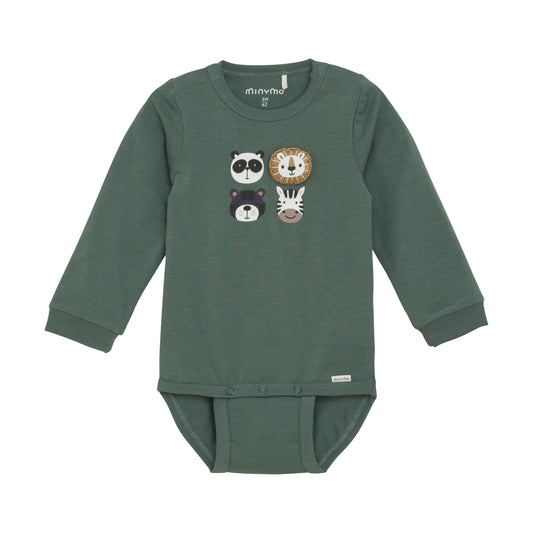 Minymo  - Long Sleeve Safari Animals Bodysuit - 3 Months