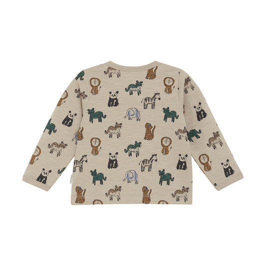 Minymo - All Over Safari Animal Print  Long Sleeve T-shirt - 3 Months