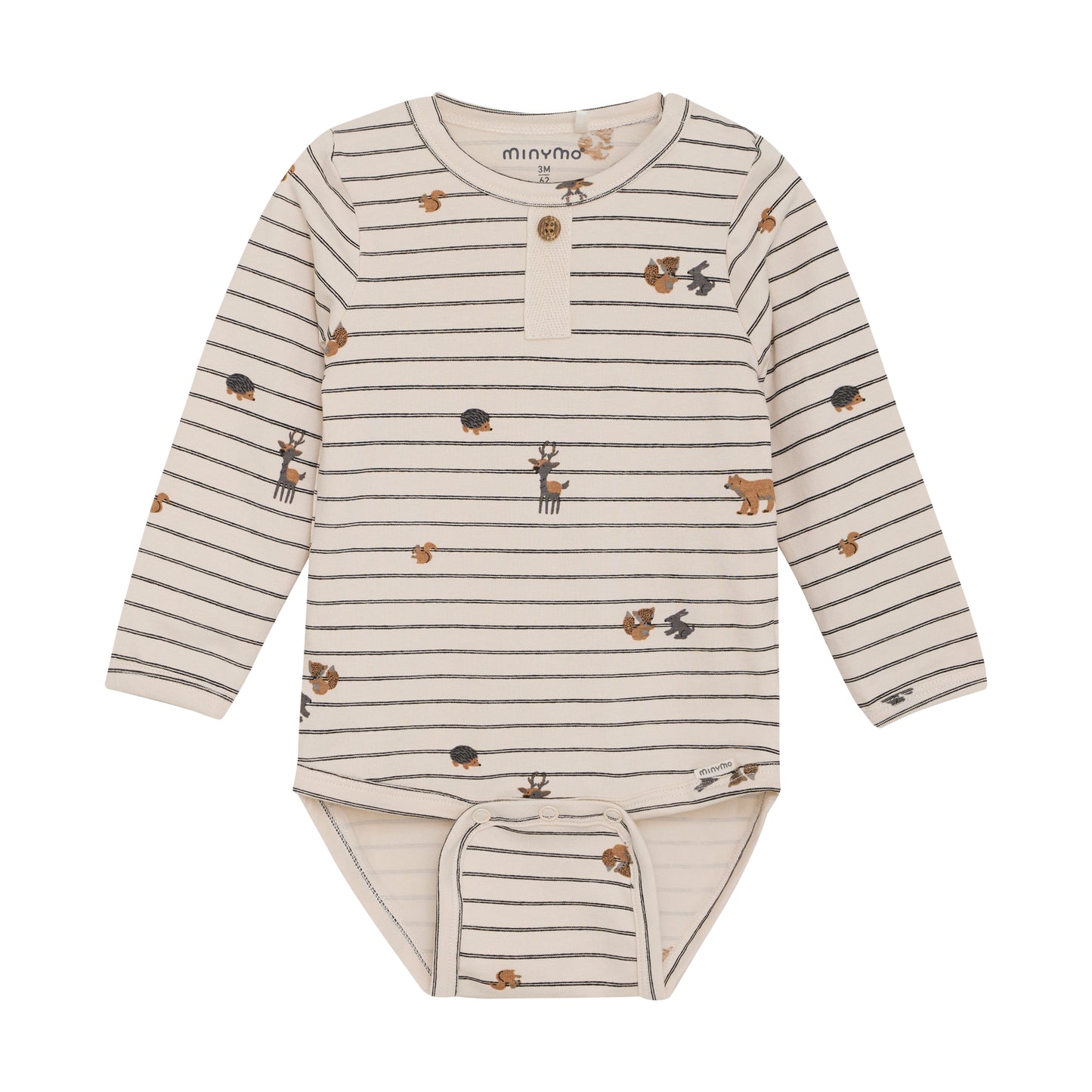 Minymo - Stripped Squirrel Long Sleeve Bodysuit  - 3 Months