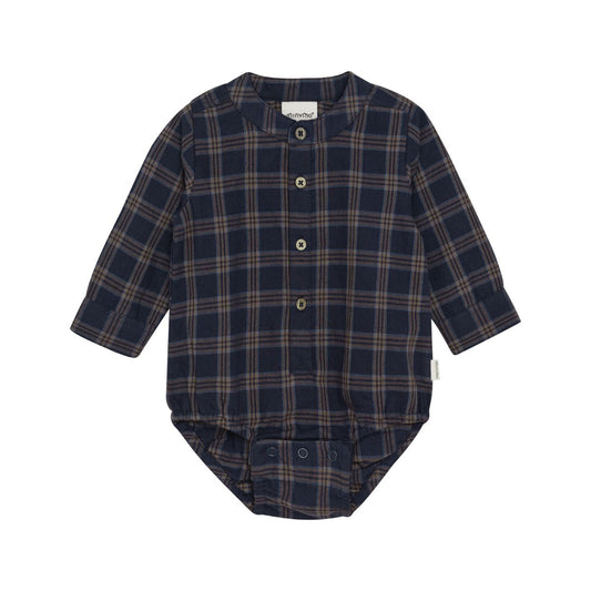 Minymo - Baby Body Suit Check Blue - 3M