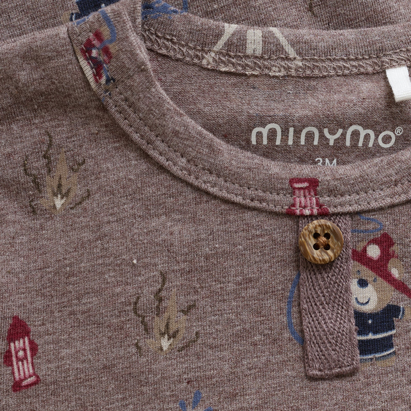 Minymo - Baby Bodysuit Brown Fire-Fighter Bear - 3M