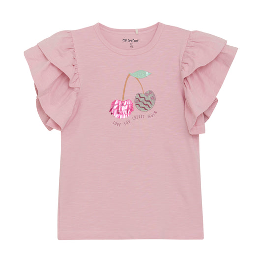 Short Ruffle Sleeve Cherry Blouse - 5 Years