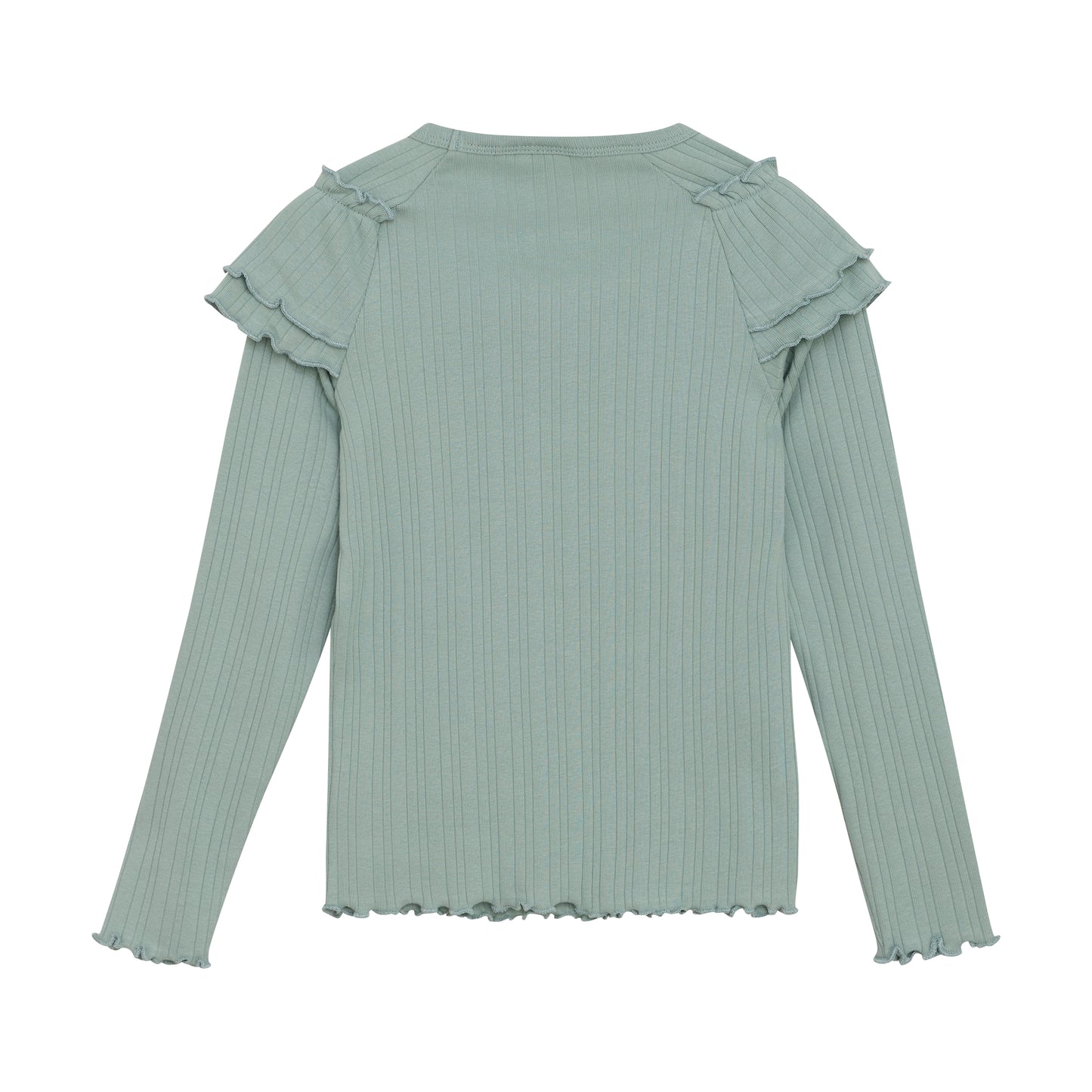 Minymo - Long Sleeve Ribbed T-shirt with Ruffle Sleeves - 5 Years