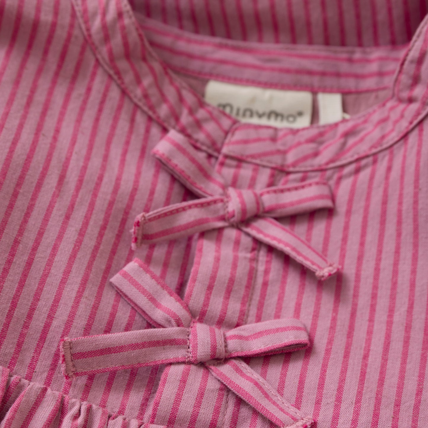 Minymo - Striped Dress with Floral Embroidery - 5 Years