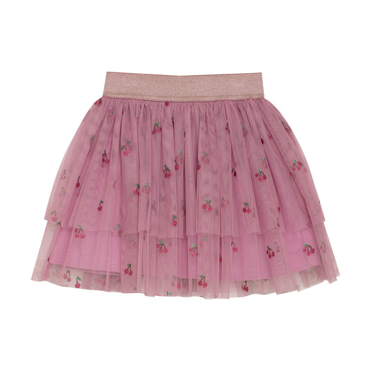 Minymo Pink Cherries Tulle Skirt - 5 Years