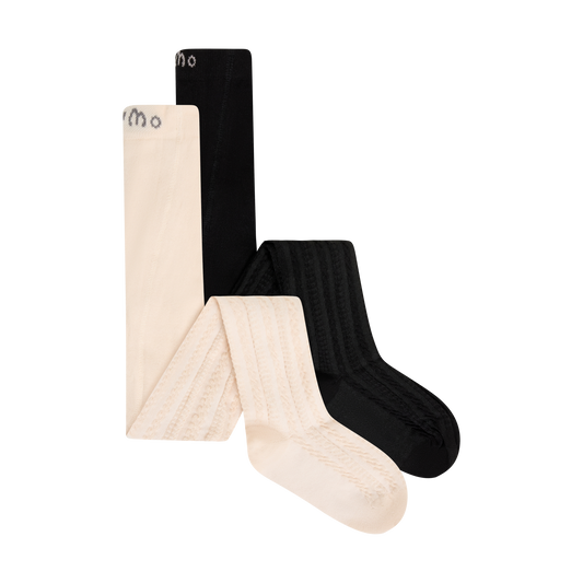 Minymo - Cotton Cable Knit Stockings 2-Pack