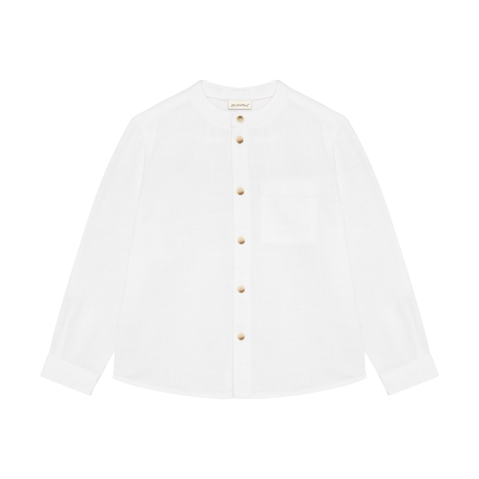 Minymo - Collarless Linen Button Down