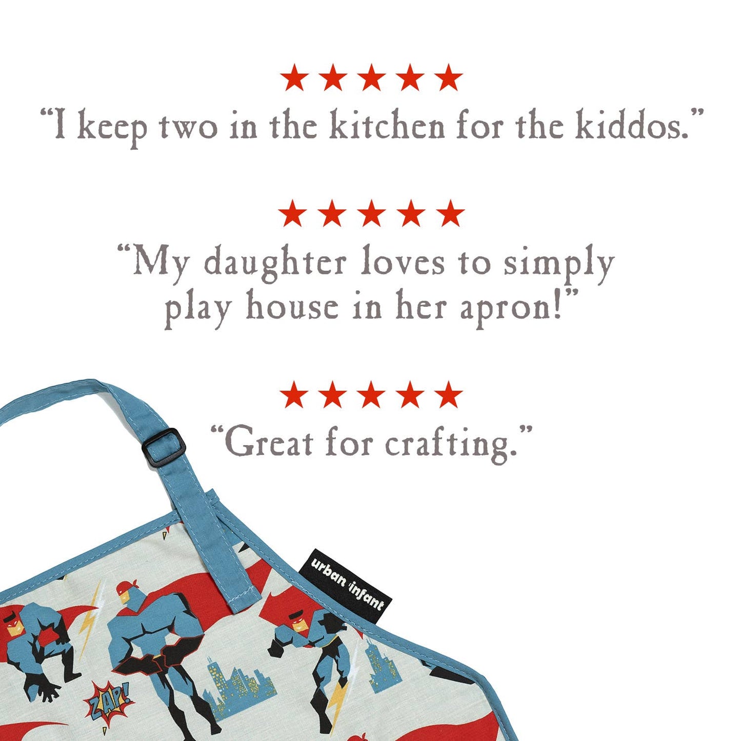Urban Infant - Little Helper Kids Apron, Washable Cotton/Poly - Urban Dude: MEDIUM