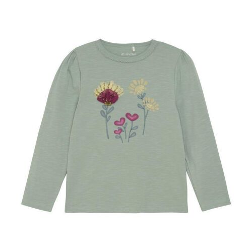 Minymo - Long Sleeve T-shirt with Beaded 3D Floral Design - 5 Years