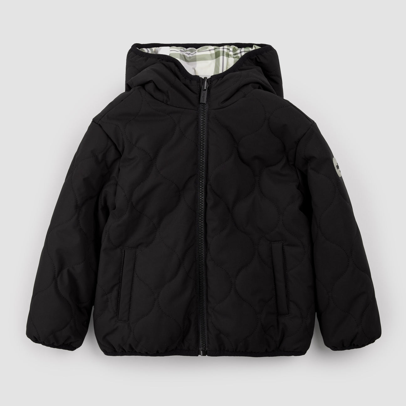 Miles The Label - Winter Moss Plaid Print on Black Reversible Jacket