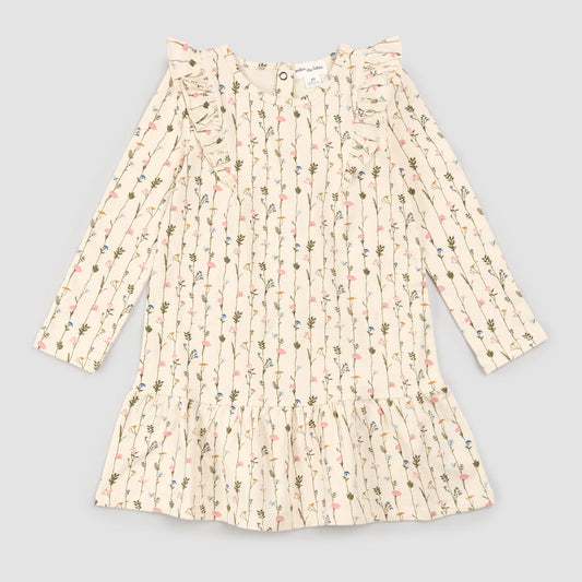 Miles The Label Garden Wall Print on Birch Dress- Beige