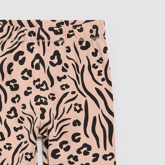 Miles the Label Spots and Stripes Print on Tan Girl's Leggings