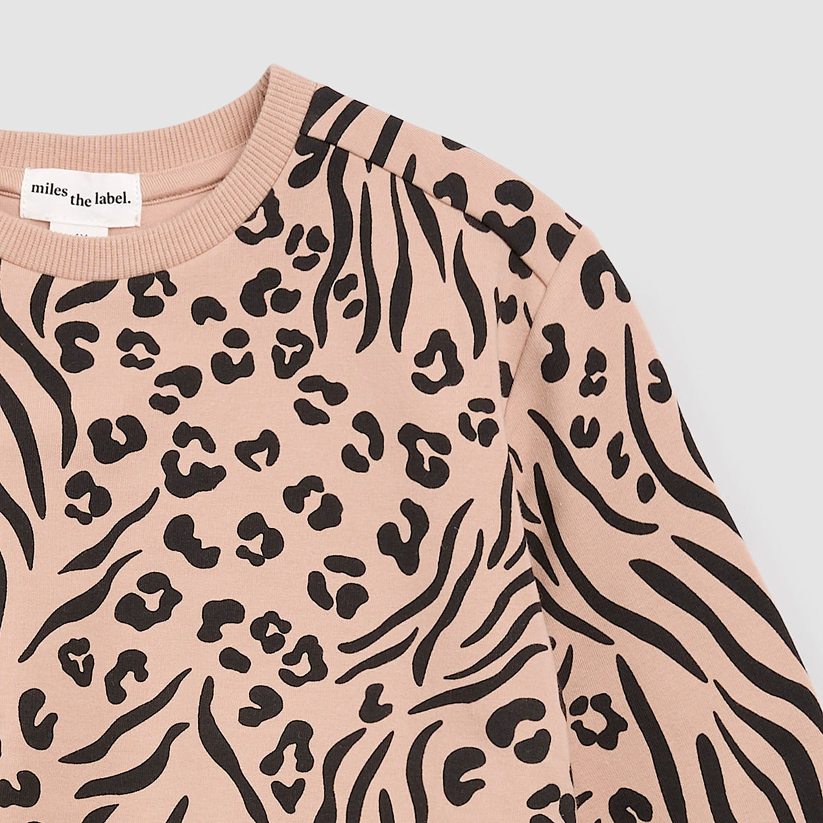 Miles the Label Spots and Stripes Print on Tan Girl's Fleece Sweatshirt