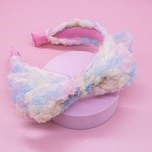 Frog Sac - Big Bow Headband - Double Layer Rainbow Mini Rosette