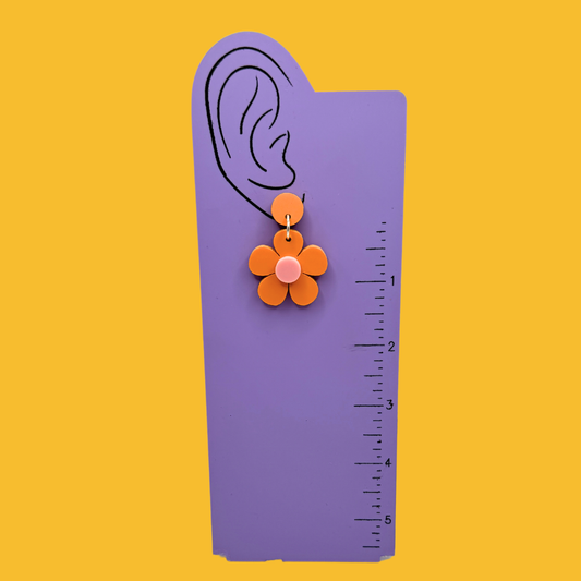 The Kitschy Cactus - Tangerine (mini)- Orange Flower Earrings