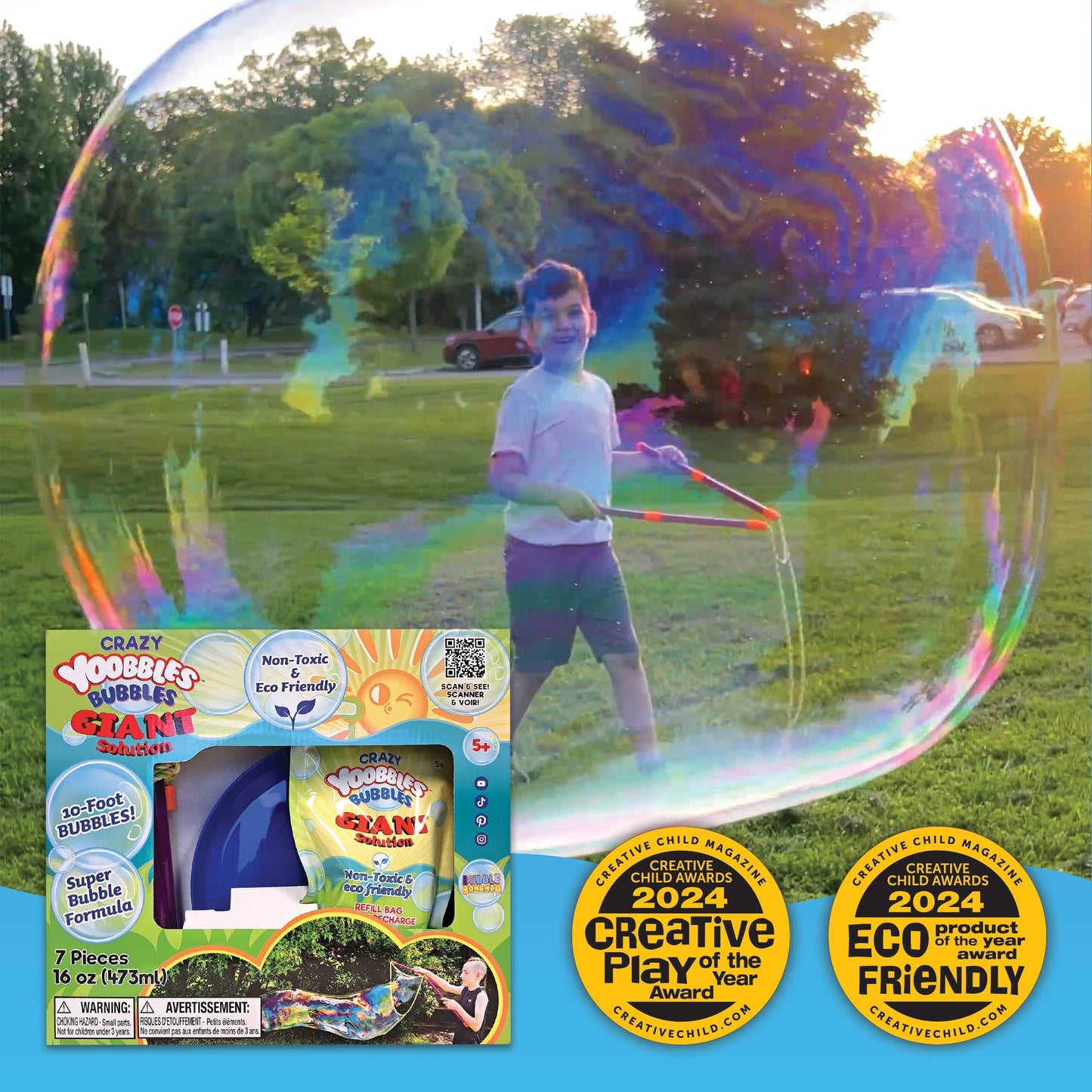 Wishbone Products - Giant Bubble Wand Kit with 16oz solution