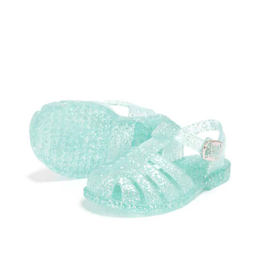 Shooshoos Jelly Sandal : Rainbow Glitter: Green Glitter